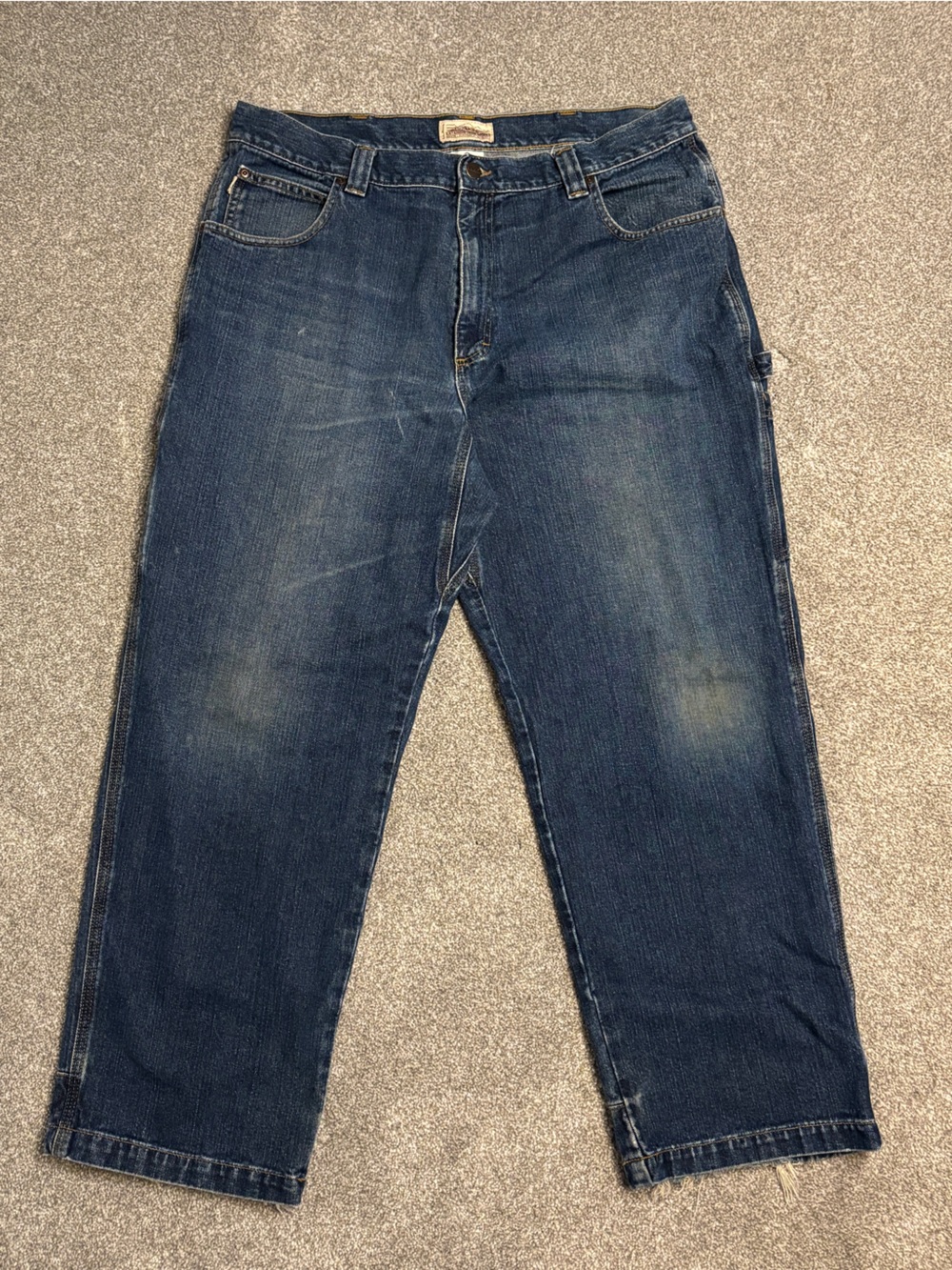 L.L. Bean Men's Carpenter Relaxed Fit Dark Blue Jeans ~  Utility, IronWorks